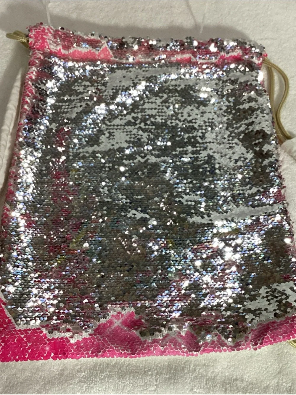 Unicorn Sparkly Sequin Quality Drawstring Large Backpack Bag Pouch